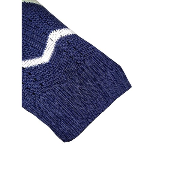 J. Crew Girls L Navy Blue Zigzag Striped Knit Sweater Long Sleeve Pullover - Picture 3 of 6